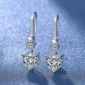 S925 silver heart dangle earrings featuring sparkling white cubic zirconia stones - A Pair Of White Gold Leds - 158