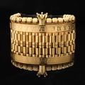 Golden crown bracelet set with stainless steel watch-style band and Roman numerals - Gold Crown with Watch Strap