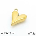 Golden heart-shaped pendant DIY jewelry accessory in polished finish, 13x12mm 2g - Gold (KLJ7621-Z)