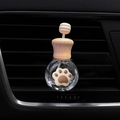 Cute car air vent perfume bottle with brown cat paw motif and wooden cap - Milk White Bear Paw / Air Vent Empty Bottle