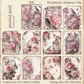 Set carta collage vintage Lost Garden Pink Rose con 30 fogli di carta scrapbooking floreale - 6 Rosa Rosa