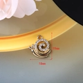 Golden snail jewelry pendant with white rhinestones and 18mm by 19mm dimensions - 129 Gold