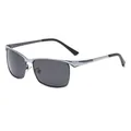 Polarized men's business sunglasses in gunmetal frame with dark grey lenses - Black Silver Frame Black Grey Lens