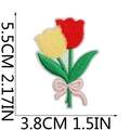 Detail view of colorful tulip floral embroidery patch with 5.5cm x 3.8cm dimensions - Colorful Tulip (4)