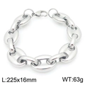Silver stainless steel coffee bean link bracelet, 16mm width, 225mm length and 63g weight - Steel Color 225*16mm (KB206651-ZCG)