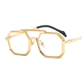 Retro geometric gold metal octagonal sunglasses with black temple tips for men and women - C9 Gold Frame Transparent