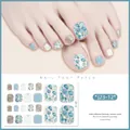 Detail of sparkling blue and silver glitter foot nail patches with gold foil textures - Blue Petal White Gold Glitter Style (J23-12) / 10.8*5.8cm