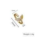 Parametri dettagliati delle dimensioni di un anello a coda di pesce oro con zirconi - Aperto Regolabile / Placcato in Oro Vero (G419)