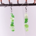 Handmade stainless steel drop earrings featuring natural green crystal stone beads - Mixed Green Agate