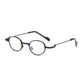 Retro round metal frame glasses in matte black finish with clear anti-blue light lenses - Black Frame Anti-Blue Light C8