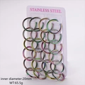 Set of 12 pairs of rainbow stainless steel hoop earrings with 20mm inner diameter - 2.5mm Wire 20mm Inner Diameter / Colorful