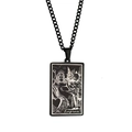Black vintage tarot necklace with The Empress rectangular pendant for women and men - The Empress / Black