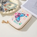Off-white butterfly embossed PU leather wallet with clover zipper and floral print - Multi-L (Creamy White Butterfly)