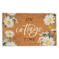 Detailed macro view of coir doormat texture with white daisy flowers and cottage text - 40*60cm / Christmas Mat-5 (Daisy)