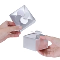 Silver square gift box with flower petal closure and metallic finish cardstock - Silver