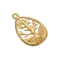 Goldener Edelstahl Lebensbaum Tropfenanhänger für DIY Halsketten oder Armbänder - Ausgeschnittener Lebensbaum (2#) / Gold