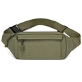 Sac banane en nylon vert armée avec poche zippée et rabat avant pour sports outdoor - Vert Militaire