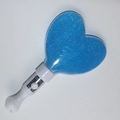 Blue heart-shaped LED glow stick with glitter filling and white handle for concert - Heart / Blue