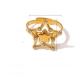18K vergoldeter Edelstahl Sternring mit Zirkonia-Mikrofassung und Kristall-Details - Pentagramm (SR020067) / Gold