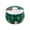 Green Christmas snowman 2.2oz round metal storage tin for candy tea and candles - D222-Christmas Snowman Green