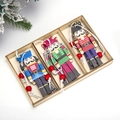 Nutcracker wooden ornaments set in a wooden box with festive pine and red beads decor - Style B 9pcs Nutcracker Soldier Set with Wood Box