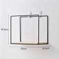 Nordic wall mounted shelf with black iron frame and wood base showing 20cm size - Black - Horizontal Small Rectangle