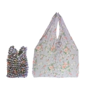 Borsa a mano elastica a bolle con fiori viola mostrata in stati compresso ed espanso - Floreale 3