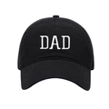 Black washed cotton baseball cap with white 3D DAD embroidery and curved brim - Adjustable / Black-DAD Embroidery (17)