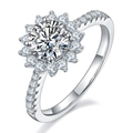 Elegante anello moissanite da 1 carato in argento S925 con design a fiore e cristalli - US 5.25 / Girasole