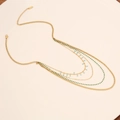 Chic multilayer golden necklace featuring tiny green beads and turquoise charms on a beige base - Green Beads Turquoise Pendant Style (3#)