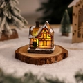 Luminous resin Christmas miniature house with warm light on wooden base ornament - 23 Medium Style I