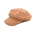 Detailansicht der braunen Cord-Schirmmütze mit feiner Rippstruktur und fester Krempe - M (56-58cm) / Khaki