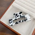 Pinza per capelli rettangolare in acetato con motivo classico marmo bianco e nero - Motivo Mucca 10.5CM