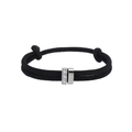 Pulsera minimalista de cordón trenzado negro con detalle de hebilla deslizante de circón - Cordón Negro Barra de Diamantes Deslizante / Dorado