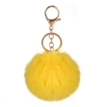 Vibrant yellow faux rabbit fur ball keychain with gold alloy clasp for handbags - Egg Yellow / Light Gold Figure 8 Chain Lobster Clasp