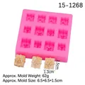 Pink 12-cavity silicone gift box mold for fondant and chocolate cake decoration - Pink