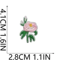 Detailed size specifications of pink peony flower embroidery patch with measurements - No.4 (Small Pink Flower)