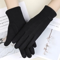 Gants tactiles d'hiver noirs en laine de lapin pour femme avec doublure épaisse chaude - Ligne Triple Femme - Poil de Lapin Noir