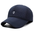 Gesteppte dunkelblaue Baseballkappe für Herren mit Wappenstickerei und Ohrenschutz - Einheitsgröße(Einstellbar) / Marineblau