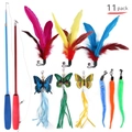 Lot de 11 jouets pour chats avec cannes télescopiques, plumes colorées et papillons - Lot No. 40