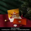 Carte de Noël 3D bonhomme de neige, design pop-up jaune, enveloppe rouge et autocollant - Type D - HK051 Carte 3D Merveilleux Noël