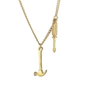 Golden necklace featuring miniature hammer and screwdriver pendants in a polished finish - Hammer & Screwdriver Combo (KN226466-Z) / Gold