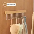 Pull-out wooden wardrobe hanger with 8 hooks for tank tops and ties, left-pull variant - 8 Hooks Left Pull