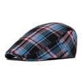 Plaid cotton flat cap in blue and pink tartan pattern for men and women stylish outdoor wear - Adjustable / Black Plaid