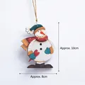 Vintage wooden snowman Christmas tree ornament with colorful scarf and hat 8x10cm - Style B/Snowman with Red-White Scarf