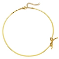 Golden double-layer butterfly snake bone chain necklace in minimalist stainless steel finish - Gold Bowknot Blade Chain