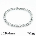 Silbernes Figaro-Kettenarmband 6mm breit und 210mm lang mit Karabinerverschluss - 21cm / Stahlfarben