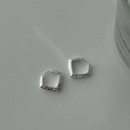 Minimalist 925 sterling silver hoop earrings with rhombus geometric texture in silver finish - Silver