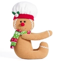 Muñeco de jengibre de peluche para árbol de Navidad con gorro de chef y bufanda tejida - Muñeco de Abrazos de Chef de Hombre de Jengibre