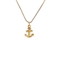 Vergoldete Ankerkette mit funkelndem Zirkonstein auf einer minimalistischen Venezianerkette - Gold Anker
